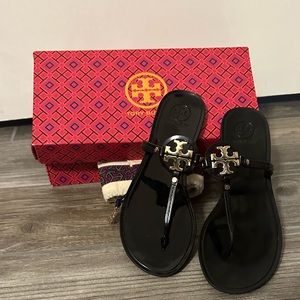 Tory Burch Mini Miller Jelly Thong | Black | Size 9 | with dust bag and box!